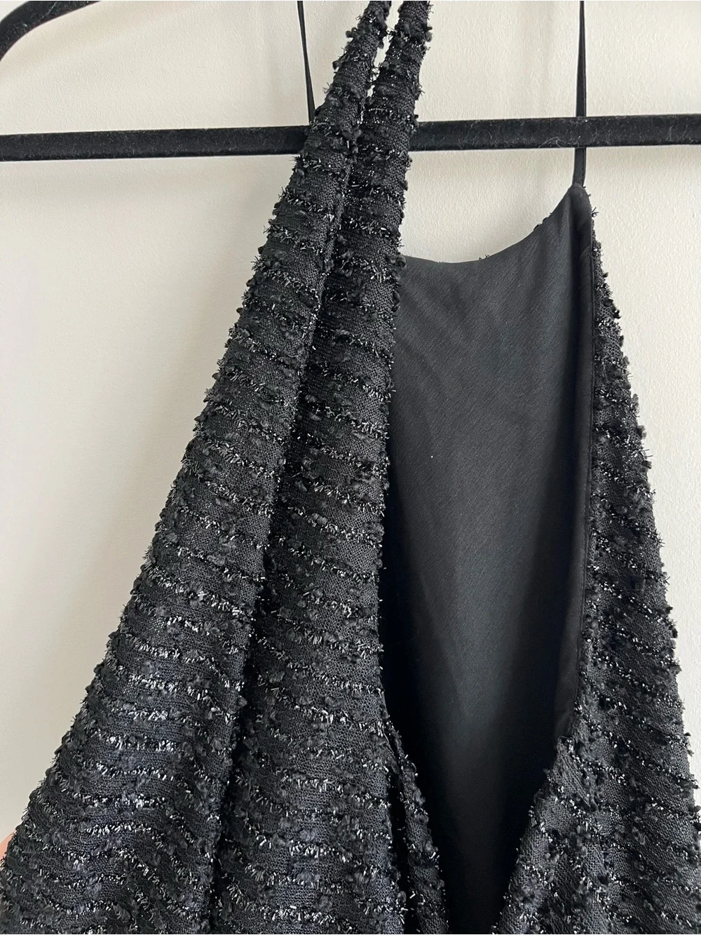 Revolve NBD black flora halter metallic mini dress size small